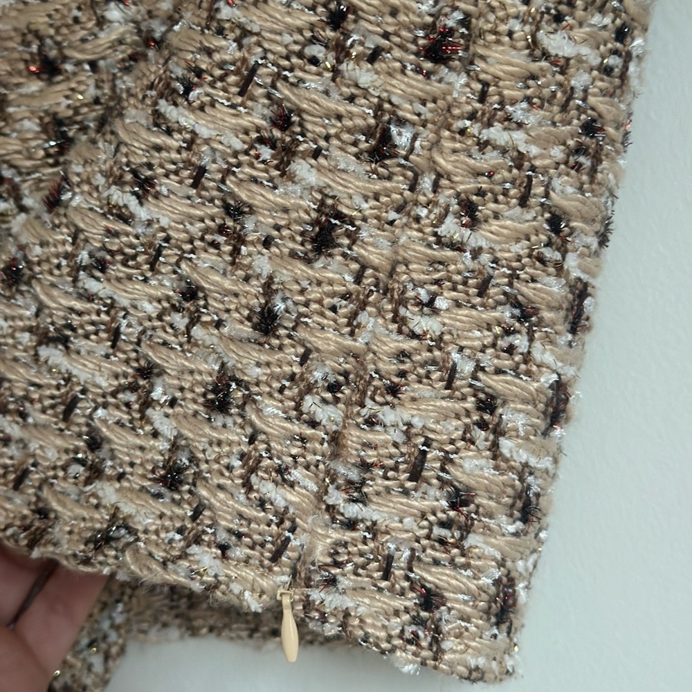 NWT SHUG Women’s Multi Tweed 3/4 Sleeve Top Beige Brown Holiday Size XS - Picture 5 of 11